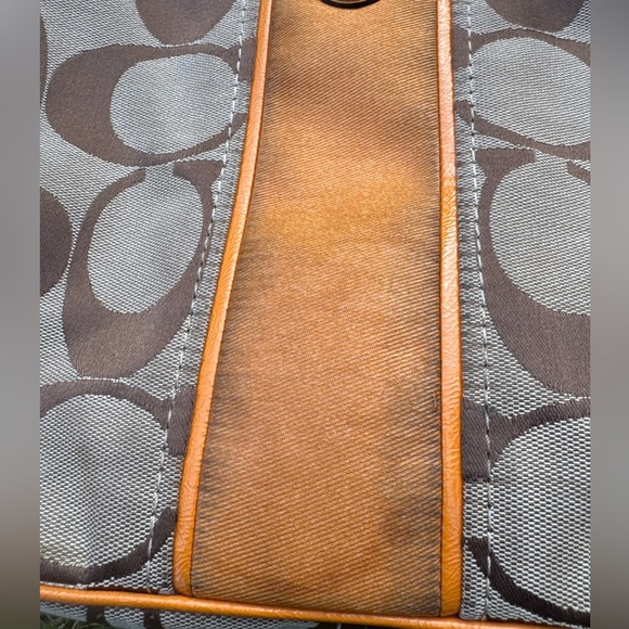 Coach Tan and Orange Shoulder Bag with Monogram - Picture 8 of 8